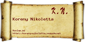 Koreny Nikoletta névjegykártya